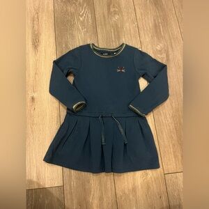 Okaidi French Long Sleeve Jumper Cat Dress Blue Size 4T